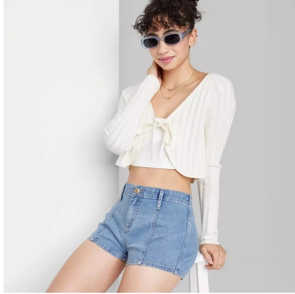 Wild Fable Super High Rise Blue Denim Shorts